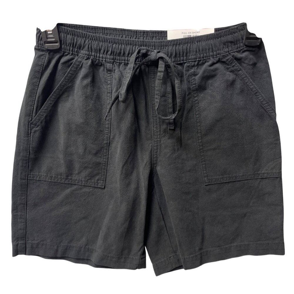 Style & Co Womens XS Pull-On Mid Rise Shorts Deep Black Cotton Blend
